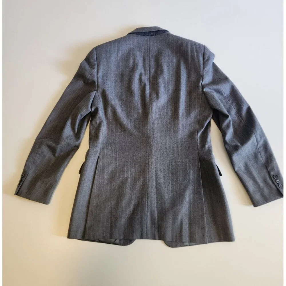 Givenchy Gentleman for Chequers Vintage‎ Blazer Suit Jacket Gray Pinstriped 42R